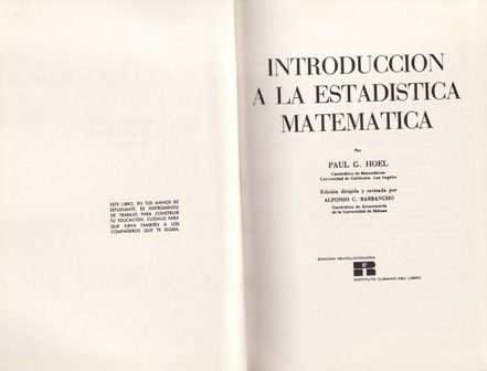 Cliquer pour agrandir : INTRODUCCION A LA ESTADISTICA MATEMATICA
